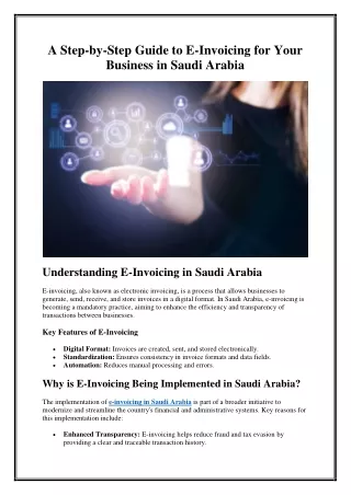 A Step-by-Step Guide to E-Invoicing for Your Business in Saudi Arabia