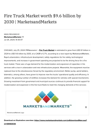 Fire Truck Market worth $9.6 billion by 2030 _ MarketsandMarkets