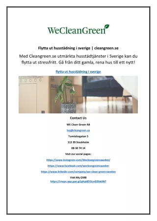 Flytta ut husstädning i sverige
