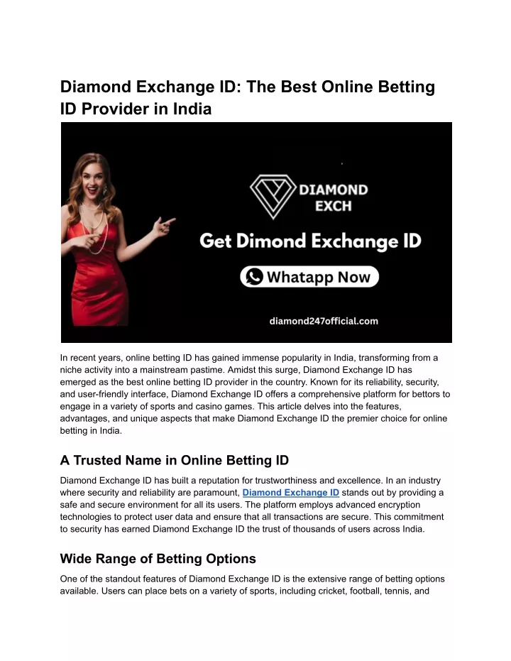 diamond exchange id the best online betting