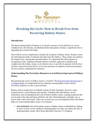 Breaking the Cycle How to Break Free from Recurring Kidney Stones