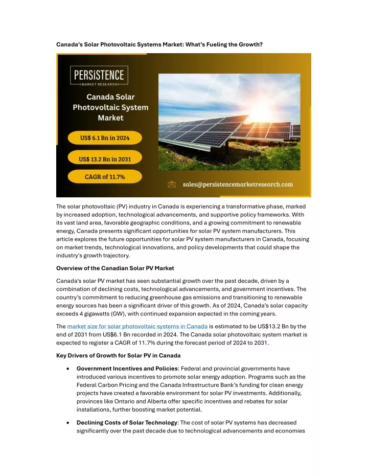 canada s solar photovoltaic systems market what