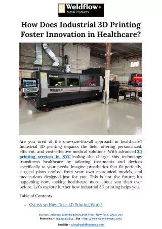 How Does Industrial 3D Printing Foster Innovation in Healthcare?