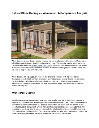 Natural Stone Coping vs. Aluminium - A Comparative Analysis