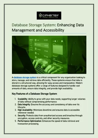 database storage system database storage system