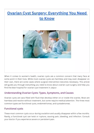 Ovarian Cyst Surgery Everything You Need to Know