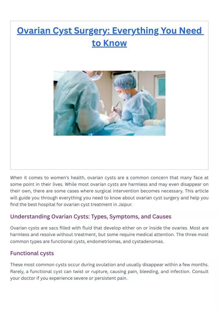 Ppt Ovarian Cyst Surgery Everything You Need To Know Powerpoint Presentation Id 13432510