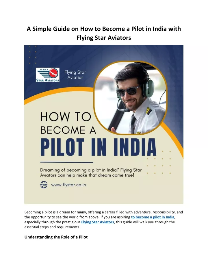 a simple guide on how to become a pilot in india