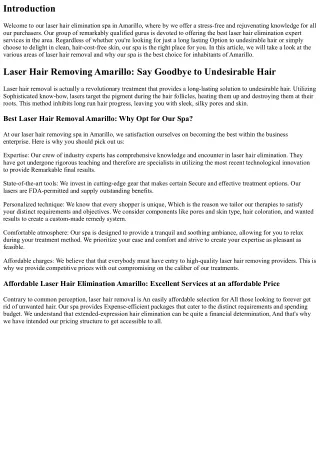 A Relaxing Expertise at Our Laser Hair Removal Spa in Amarillo