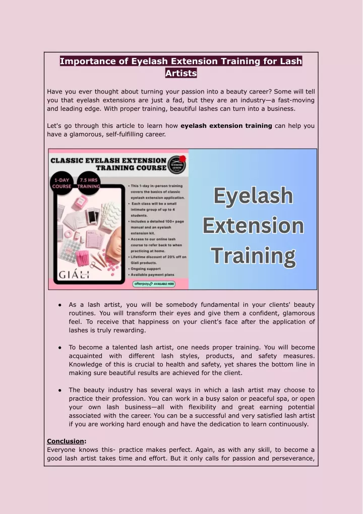 importance of eyelash extension training for lash