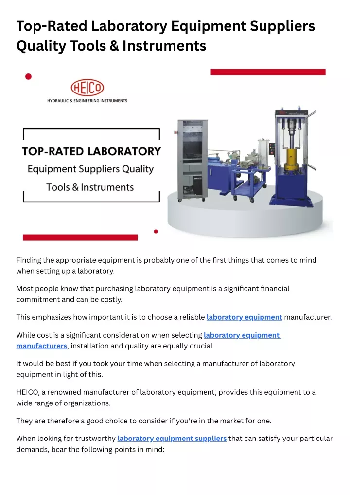 top rated laboratory equipment suppliers quality