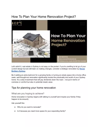 How To Plan Your Home Renovation Project?