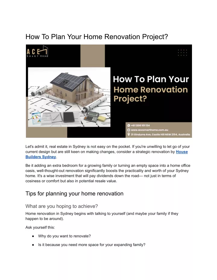 how to plan your home renovation project