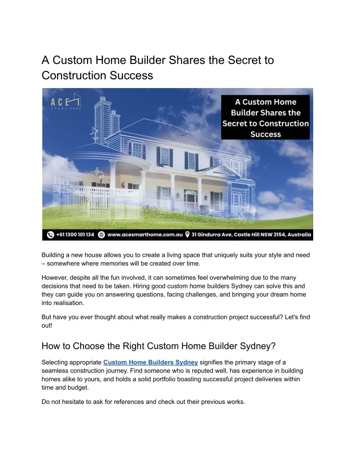 a custom home builder shares the secret