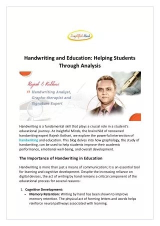Handwriting and Education Helping Students Through Analysis