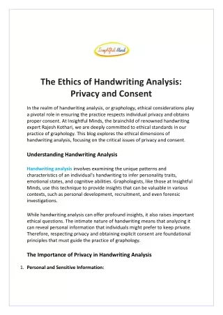 The Ethics of Handwriting Analysis Privacy and Consent