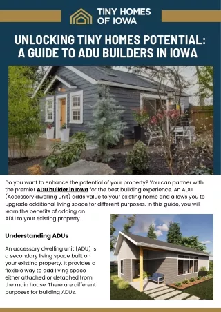 Unlocking Tiny Homes Potential: A Guide to ADU Builders in Iowa