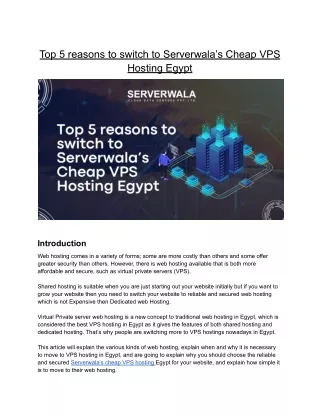 Top 5 reasons to switch to Serverwala’s Cheap VPS Hosting Egypt