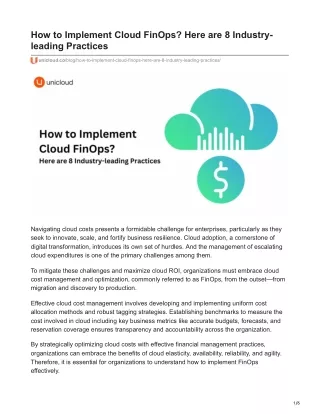 how to implement cloud finops here are 8 industry