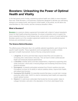 boostaro unleashing the power of optimal health