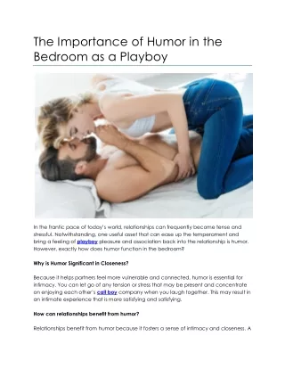 The Importance of Humor in the Bedroom as a Playboy