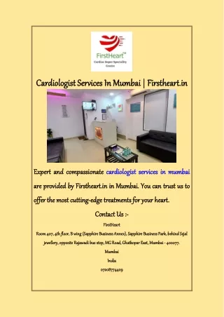 Cardiologist Services In Mumbai  Firstheart in