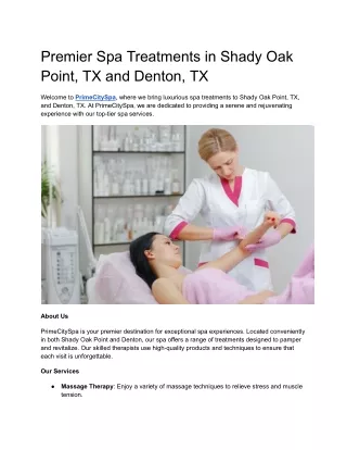 Premier Spa Treatments in Shady Oak Point, TX and Denton, TX