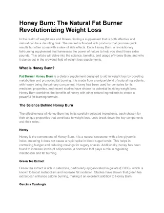 Fat Burner Honey Burn 12