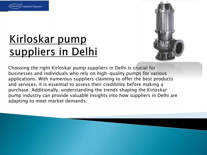 kirloskar pump suppliers in delhi