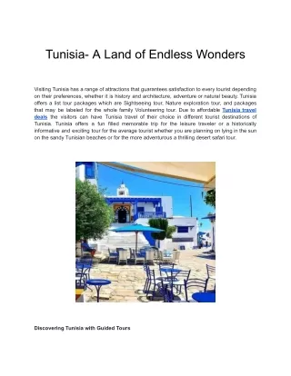 Tunisia- A Land of Endless Wonders