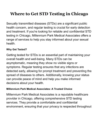 Where to Get STD Testing in Chicago