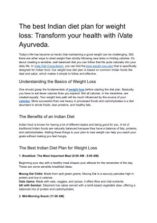 The best Indian diet plan Blog