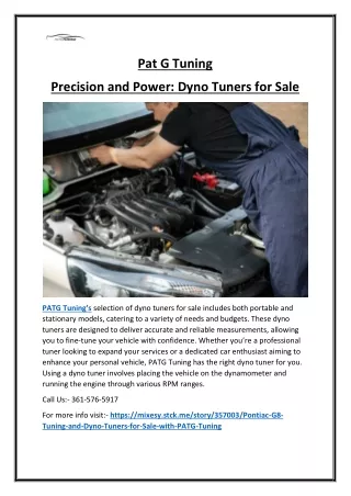 Why Choose PAT G Tuning