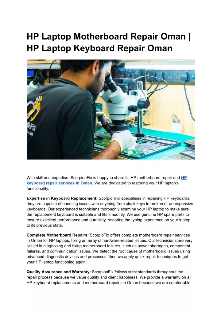 hp laptop motherboard repair oman hp laptop