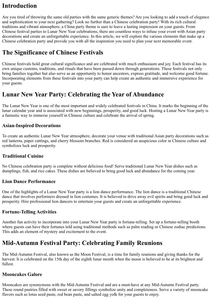 PPT - Explore the Rich Cultural Traditions of China at Your Next Party ...