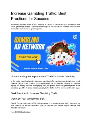 increase gambling traffic best practices