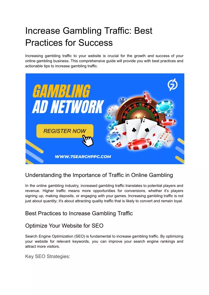 increase gambling traffic best practices