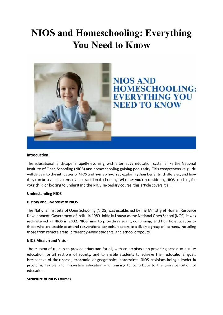 nios and homeschooling everything you need to know