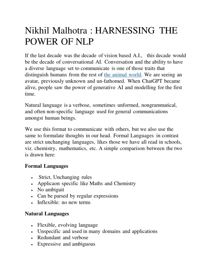 nikhil malhotra harnessing the power of nlp