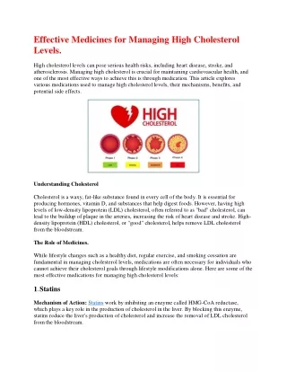 effective medicines for managing high cholesterol