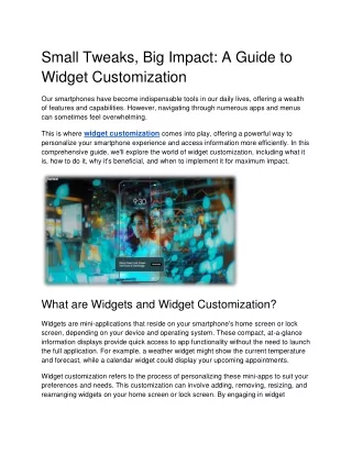 small tweaks big impact a guide to widget