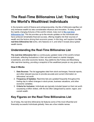 The Real-Time Billionaires List_ Tracking the World's Wealthiest Individuals