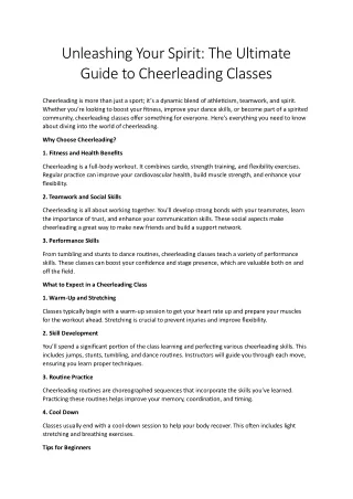 Unleashing Your Spirit: The Ultimate Guide to Cheerleading Classes
