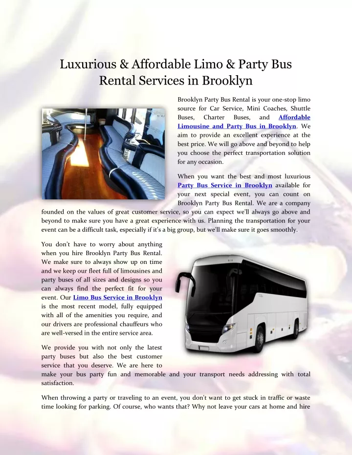 luxurious affordable limo party bus rental