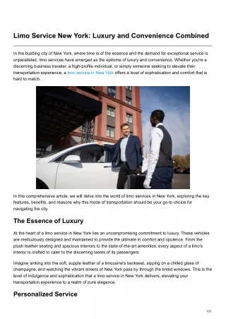 Limo Service New York Luxury and Convenience Combined
