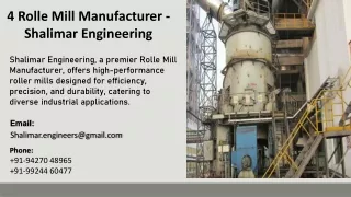 4 Rolle Mill Manufacturer  - Shalimar Engineering