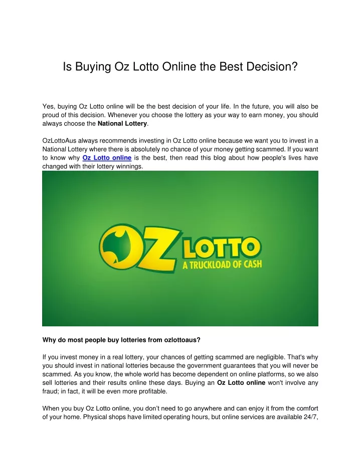 is buying oz lotto online the best decision