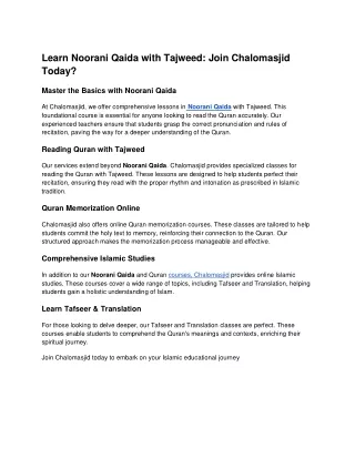 learn noorani qaida with tajweed join chalomasjid