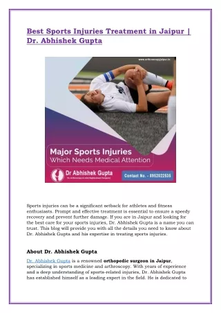 Best Sports Injuries Treatment in Jaipur