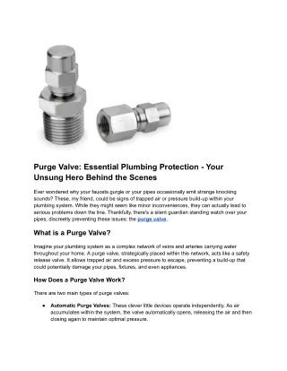 Purge Valve: Essential Plumbing Protection – Your Unsung Hero Behind the Scenes